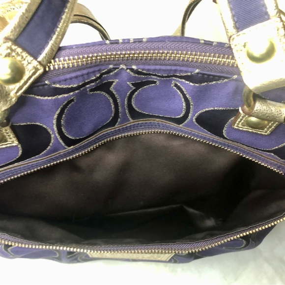 Coach Poppy Purple/Gold Tote Sz (L) - Picture 7 of 16